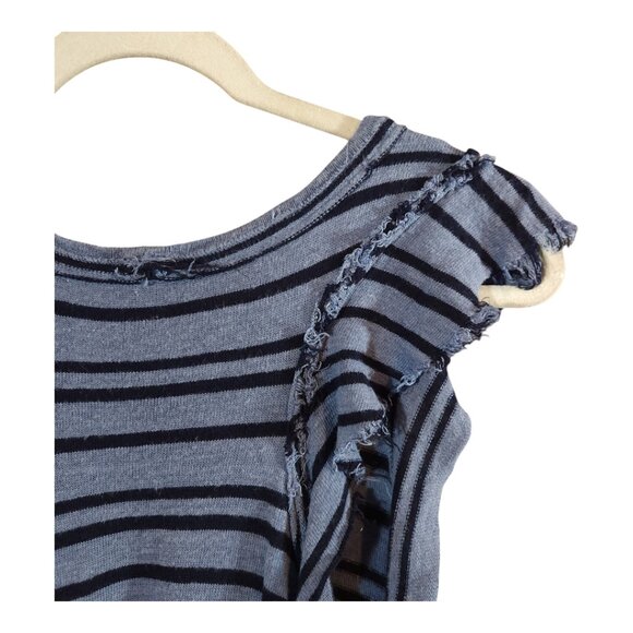 Free People Between The Lines Striped Ruffled Tunic Top in Blue Boho Women's S - Picture 11 of 12